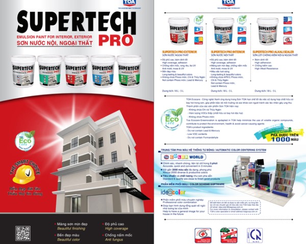 Bảng Màu Sơn Nội & Ngoại Thất Toa Supertech Pro