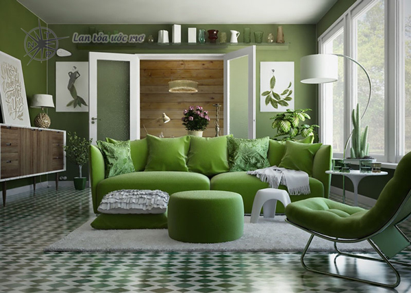 Toàn quốc - Mẫu phòng khách đẹp được khoác lên màu xanh lá của jotun Phong-khach-mau-xanh-la-cay-NTP-1