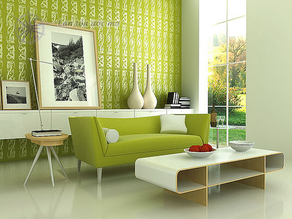 sơn-jotun-chính-hãng - Toàn quốc - Mẫu phòng khách đẹp được khoác lên màu xanh lá của jotun Phong-khach-mau-xanh-la-cay-NTP-2